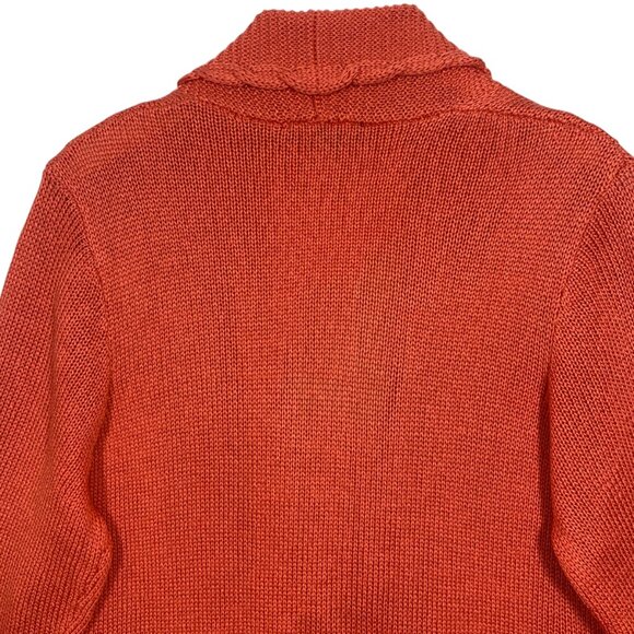 shawl collar Knit cardigan open front with pockets Orange size LG Allison Sheri - Picture 9 of 16